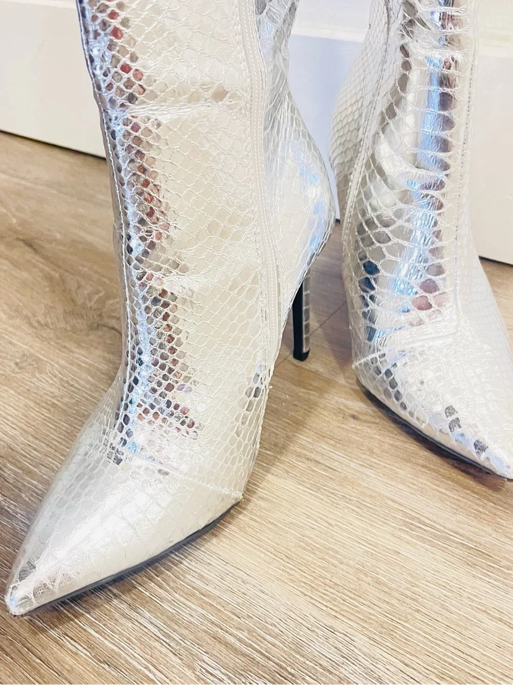 INC International Concepts White Snake-Embossed Over-the-Knee Stiletto Boots